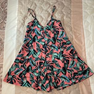 Boohoo tropical print romper